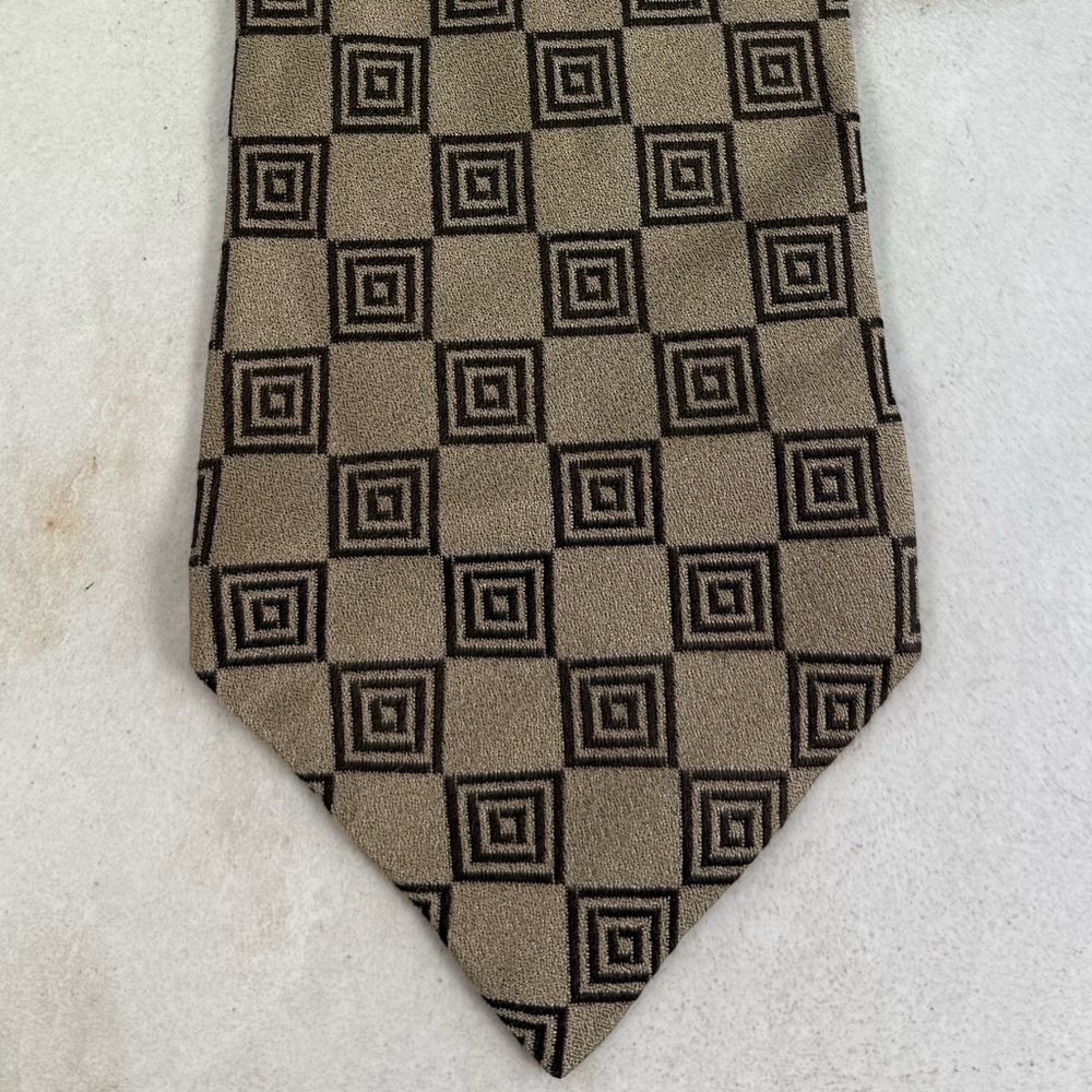 ARMANI COLLEZIONI gold(yellow)/black Geometric Silk Tie Made In Italy 60" x 3.5"